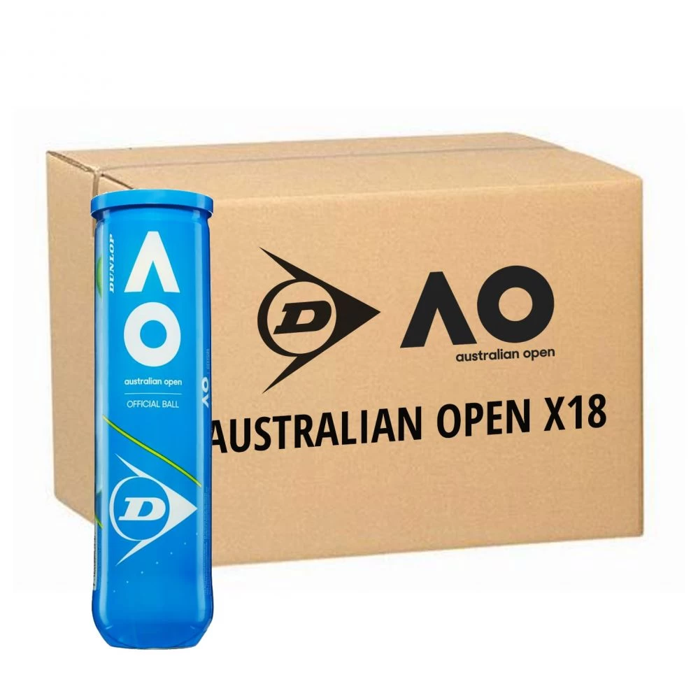 Carton 18 Tubes De 4 Balles Dunlop Australian Open 3 Carton 18 Tubes De 4 Balles Dunlop Australian Open