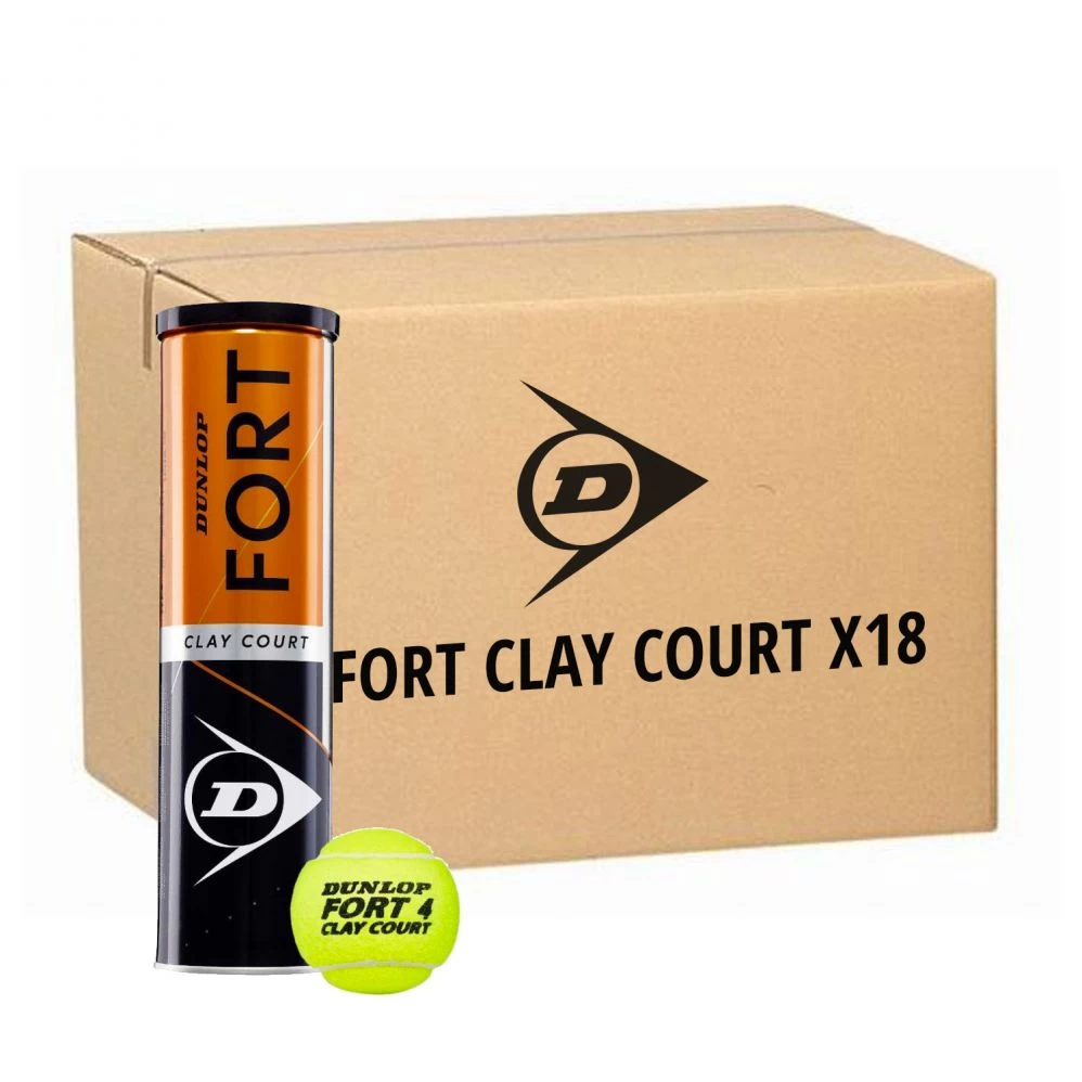 Carton 18 Tubes De 4 Balles Dunlop Fort Clay Court 3 Carton 18 Tubes De 4 Balles Dunlop Fort Clay Court