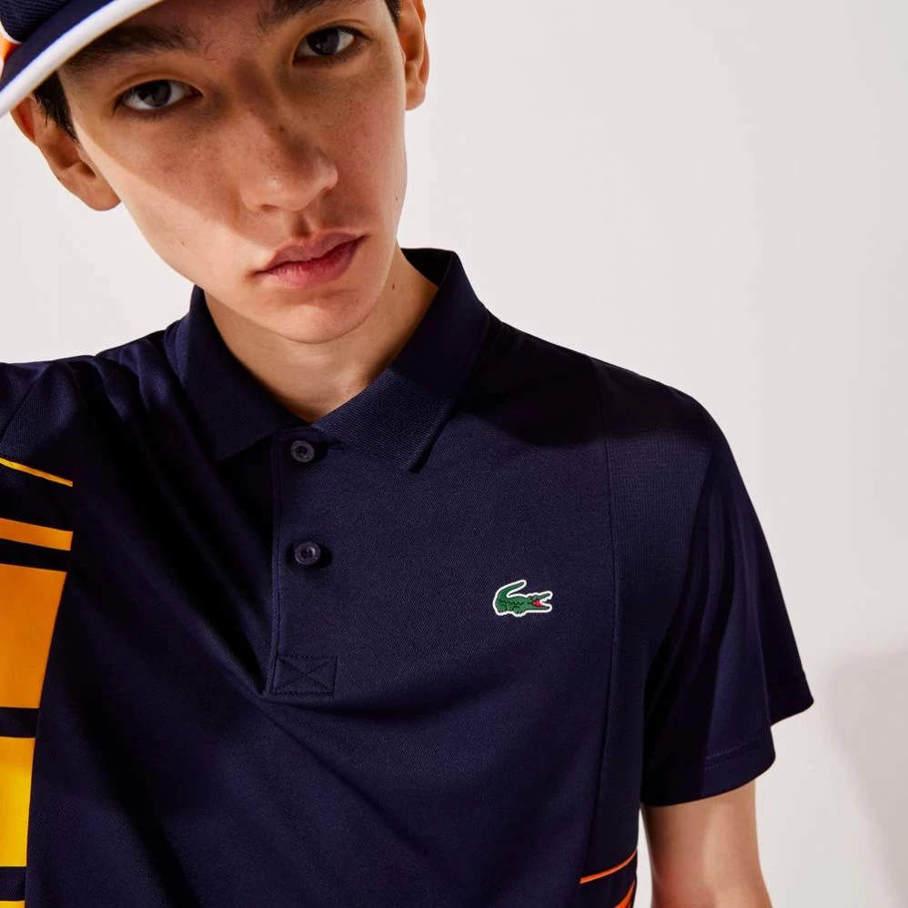 Polo Lacoste Sport Colorblock Bleu Marine / Jaune / Orange 5 Polo Lacoste Sport Colorblock Bleu Marine / Jaune / Orange – Image 3