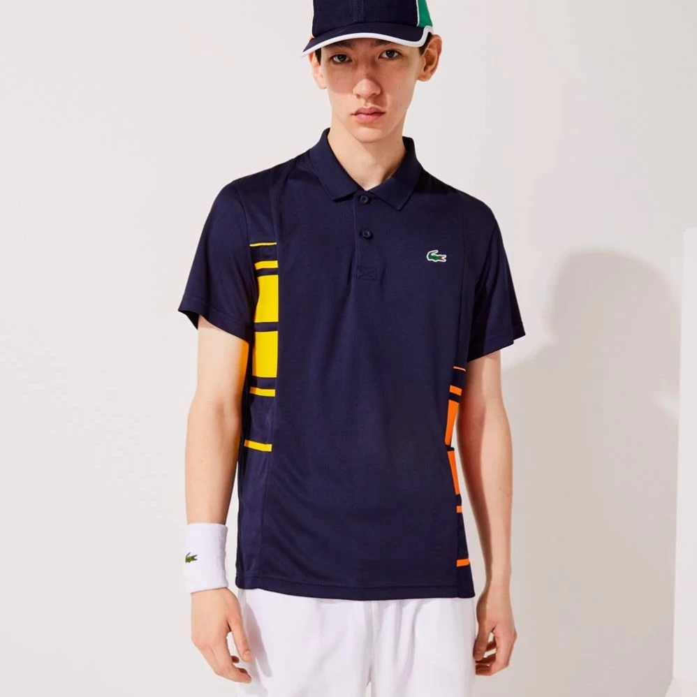 Polo Lacoste Sport Colorblock Bleu Marine / Jaune / Orange 7 Polo Lacoste Sport Colorblock Bleu Marine / Jaune / Orange – Image 5