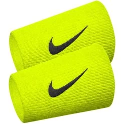Serre-Poignets Nike Double Largeur Jaune Fluo / Noir X 2