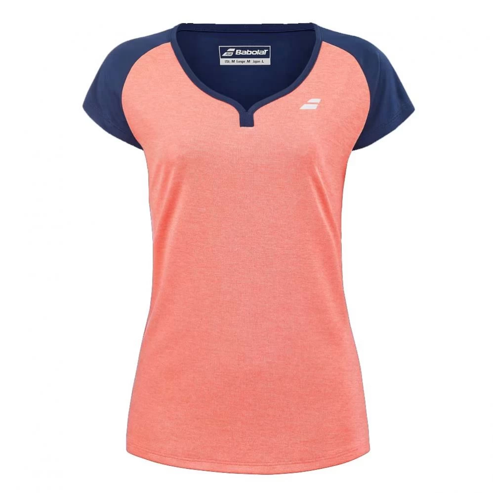 T-Shirt Babolat Play Cap Femme Corail / Bleu Marine 2 T-Shirt Babolat Play Cap Femme Corail / Bleu Marine