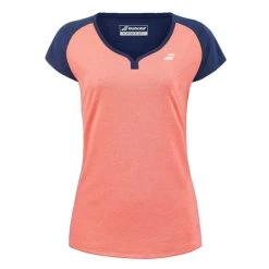 T-Shirt Babolat Play Cap Fille Corail / Bleu Marine