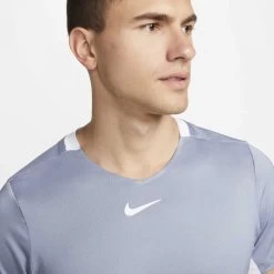 T-Shirt Nike Court Dri-Fit Advantage Bleu Gris -Équipement De Tennis t shirt nike court dri fit advantage bleu gris 3