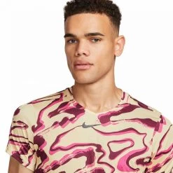 T-Shirt Nike Court Dri-Fit Advantage Rouge / Jaune -Équipement De Tennis t shirt nike court dri fit advantage rouge jaune 3